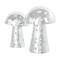 Silver Handmade Glass Mosaic Mushroom Mirror Sculpture Set